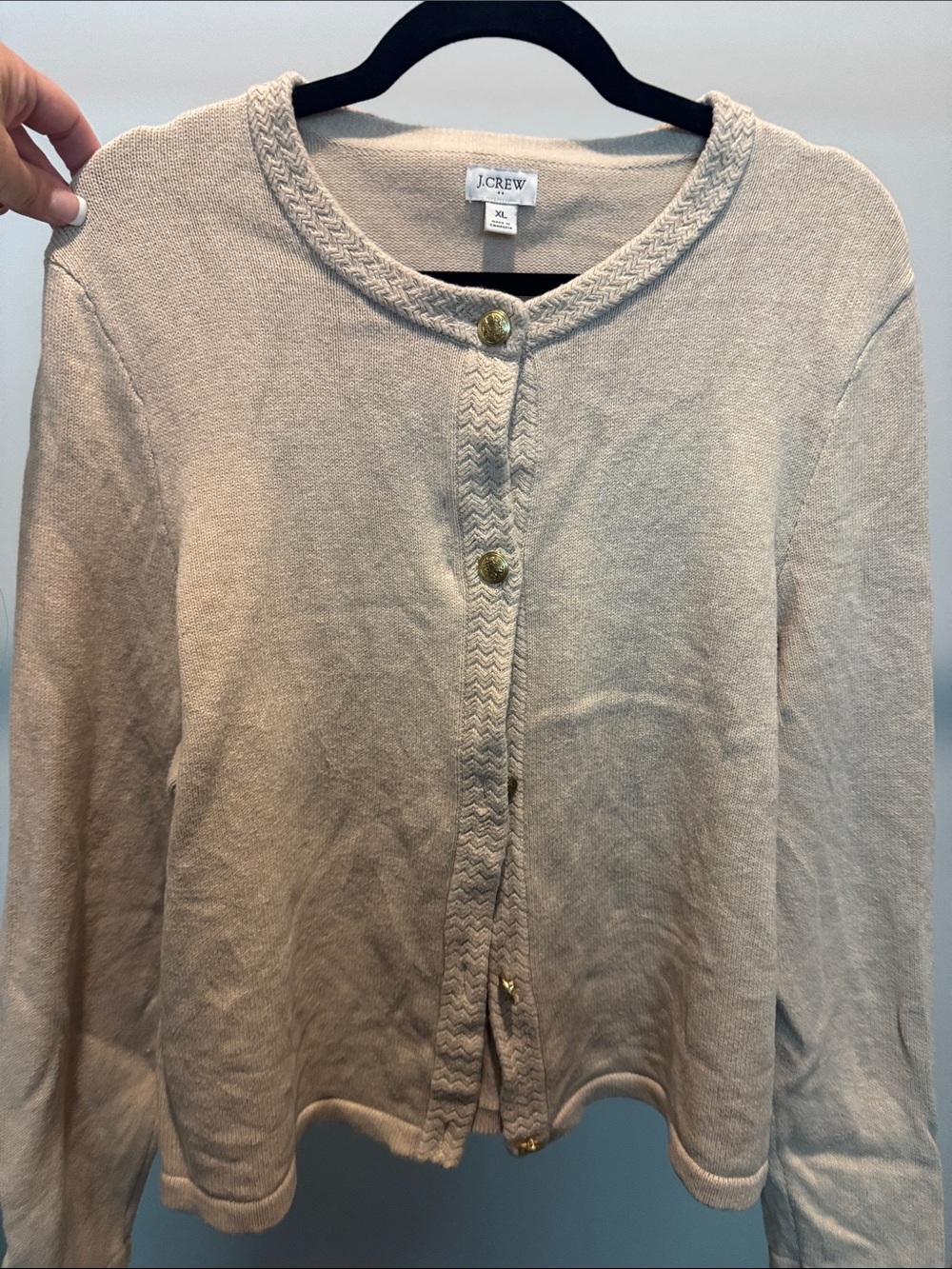 J. Crew Cream Button-Front Cardigan with Gold Buttons